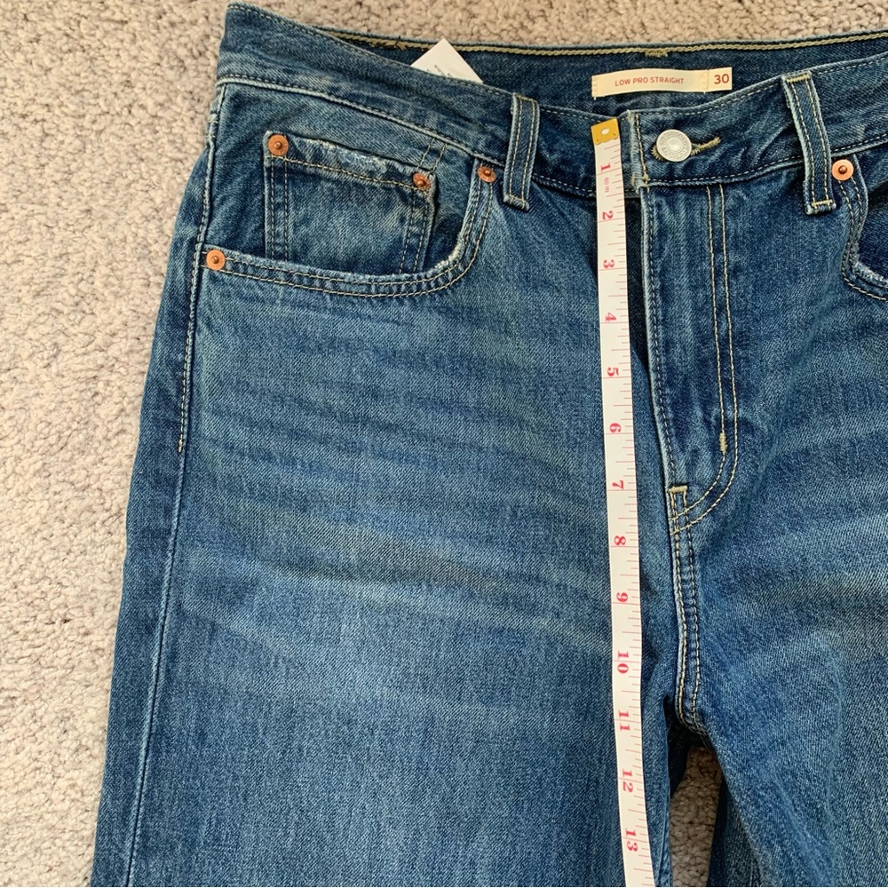 Levi’s Low Pro Straight Ripped Knee Rigid Denim Jean Breathe Out Blue 30 - Picture 13 of 16